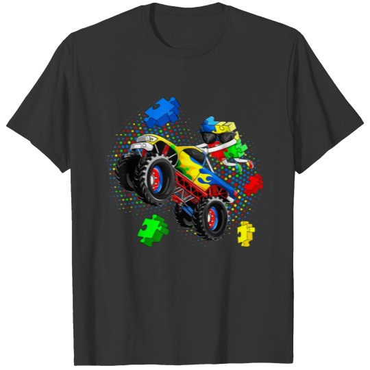Autism Awareness Puzzle Piece Monster Truck TShirt T-shirt