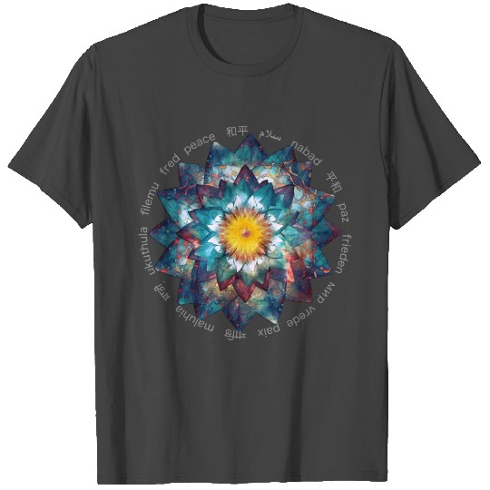 Bohemian Tapestry Mandala - Peace in 16 Languages T Shirts