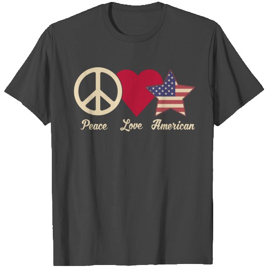 Love American Flag Peace 4th of July Patriotic T Shirts