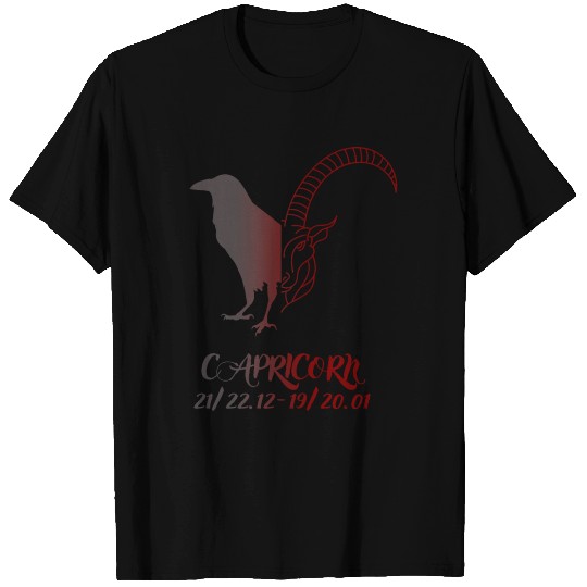 Capricorn zodiac sign, raven corresponding T Shirts