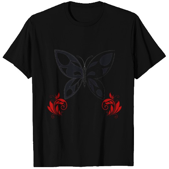 White &black butterfly T Shirts