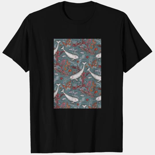 Narwhal Toile grey T Shirts