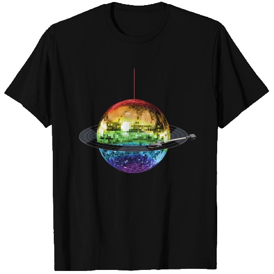 Disco Ball Retro Rainbow Record Planet T Shirts