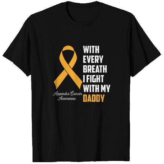 Daddy Appendix Cancer Awareness Amber Ribbon I Fig T Shirts