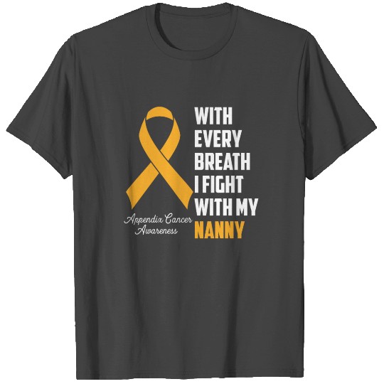 Nanny Appendix Cancer Awareness Amber Ribbon I Fig T Shirts