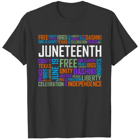 Patriotic Words Black American Freedom Juneteenth T Shirts