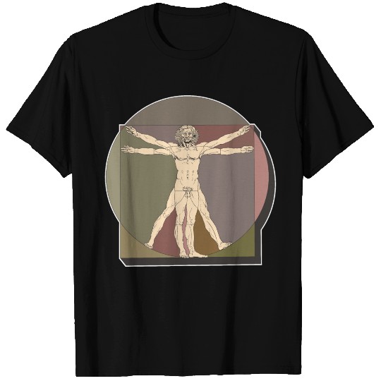 Leonardo da Vinci inspired Vitruvian man drawing T Shirts