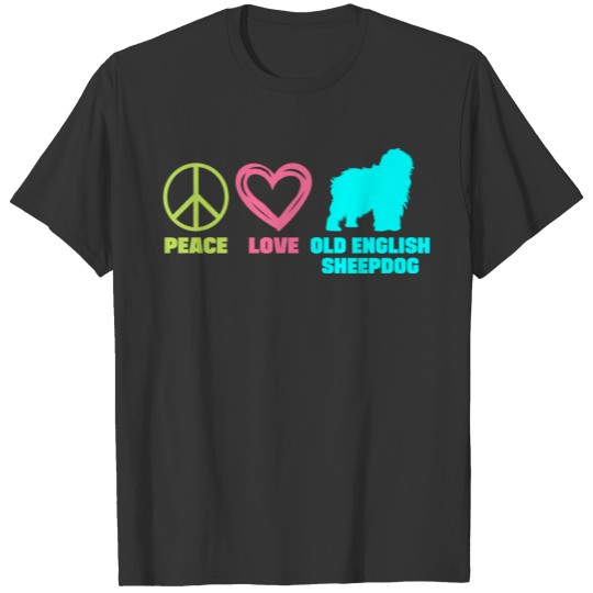 Old English British Bulldog Mom Peace Love T-shirt