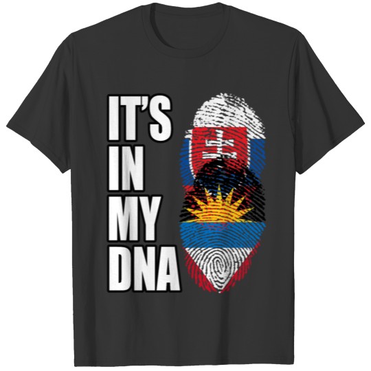 Slovak And Antiguan Vintage Heritage DNA Flag T-shirt
