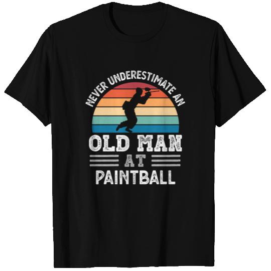 Old Man at Paintball Fathers Day Funny Gift T Shirts