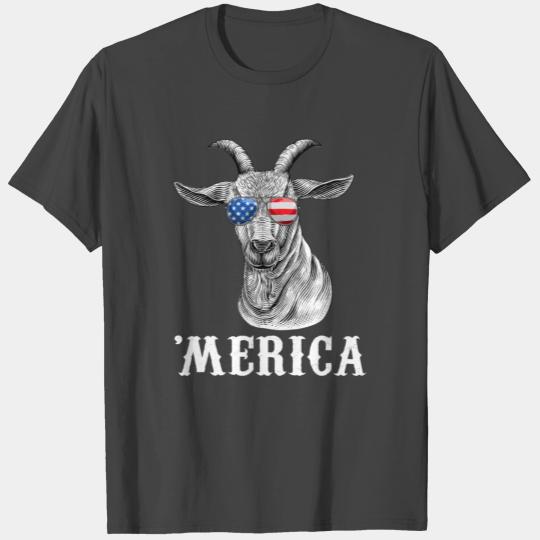 Goat 4th of July American Flag USA Merica T Shirts
