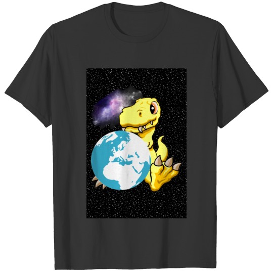 Yellow T-rex Dinosaur holding Mother Earth #2 T Shirts