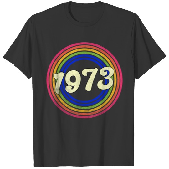 1973 Retro Rainbow Distressed Style T-shirt