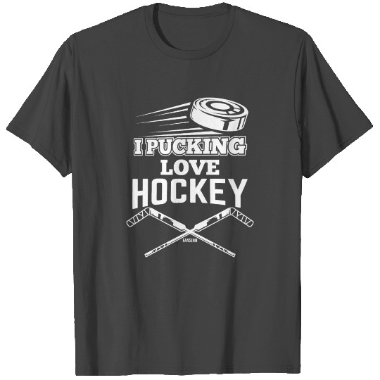 I Love Hockey saying T Shirts