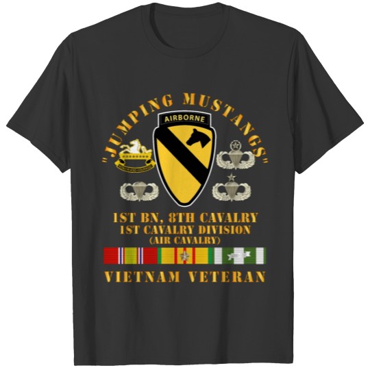 Army Jumping Mustangs 1st Bn 8th Cav 1st Cav w VN T-shirt