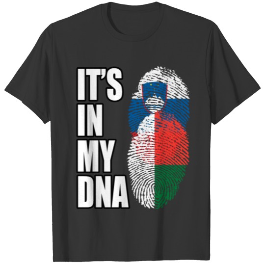 Slovenian And Malagasy Vintage Heritage DNA Flag T-shirt