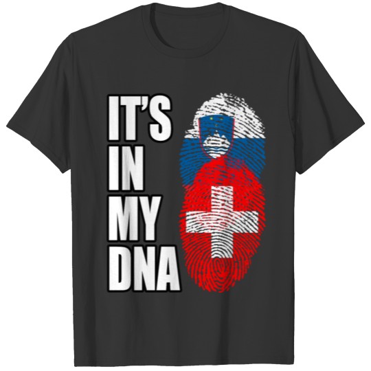 Slovenian And Switzerland Vintage Heritage DNA Fla T-shirt
