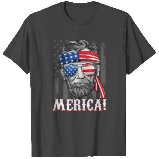 4th Of July Abraham Lincoln President Merica Ameri T Shirts