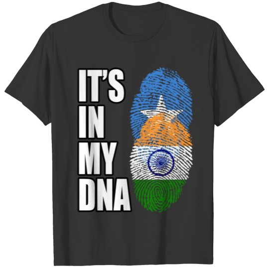 Somali And Indian Vintage Heritage DNA Flag T-shirt