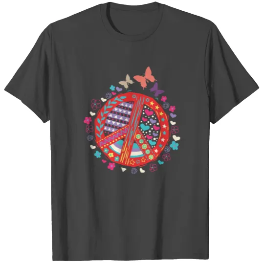 Peace Sign Butterfly Hearts Flowers Love T Shirts