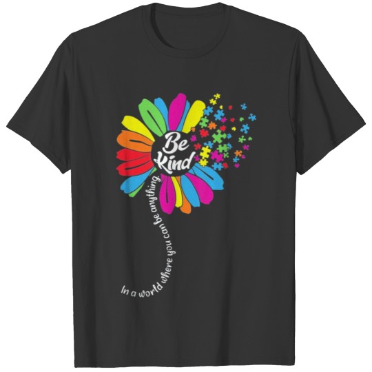 Autism Awareness Acceptance Sunflower Be Kind T-shirt