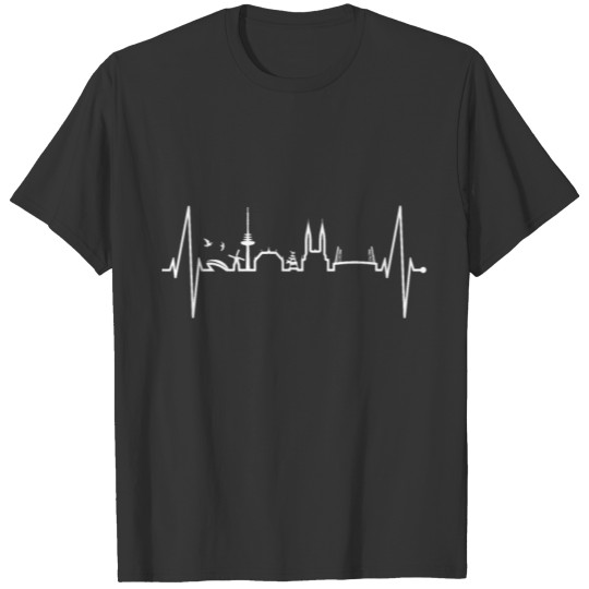 Bremen Skyline German Lover Heartbeat Fan Heart T-shirt