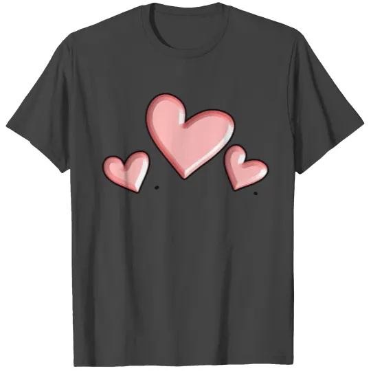 three hearts heart pink Valentine s Day T Shirts