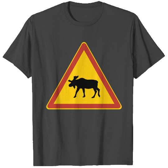 Road Sign Moose Nordic Sweden Scandinavia Animal T Shirts