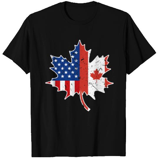 Maple Leaf Proud Canadian American Canada Flag T Shirts