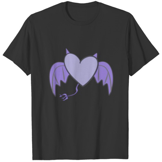 heart devil evil purple T-shirt