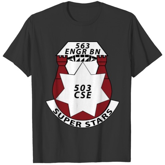 Army 563rd Engineer Battalion DUI w SSI wo Txt X 3 T-shirt