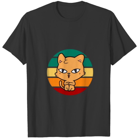 Funny Cartoon Cat Lover Retro Sunset T Shirts