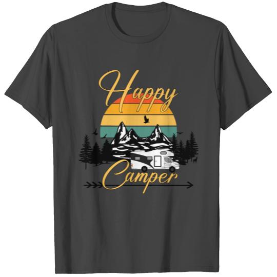 Happy Camper caravan Retro , sunset T Shirts