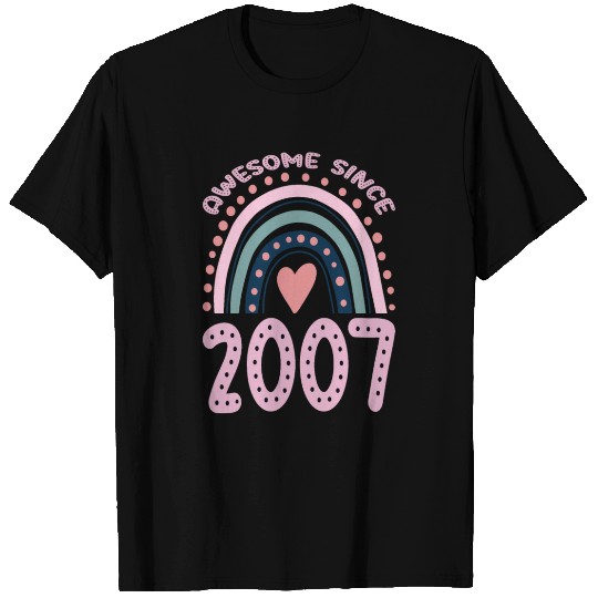 Awesome Since 2007 Rainbow Pastel Birthday 2000s T Shirts