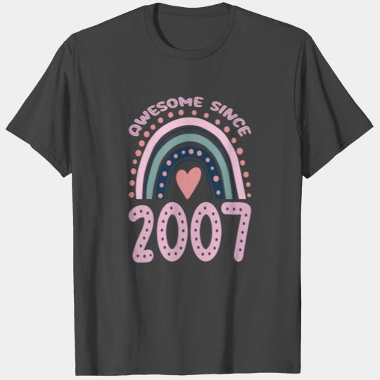 Awesome Since 2007 Rainbow Pastel Birthday 2000s T Shirts