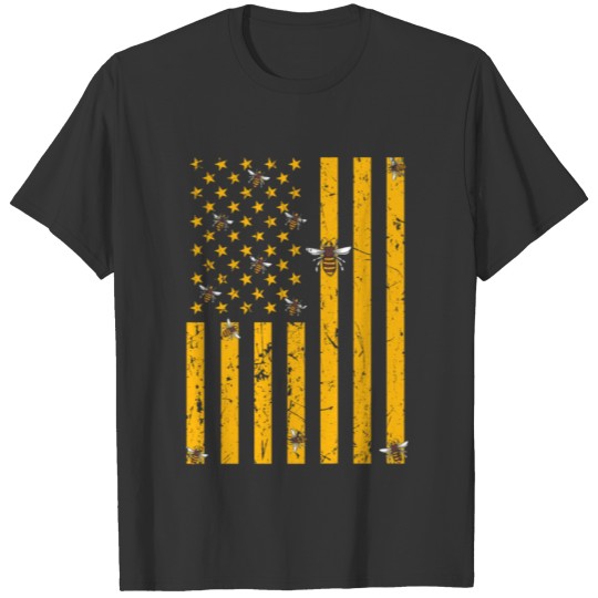 USA Flag Bee Insect Beekeeper Honey Beekeeping T-shirt