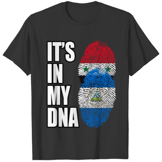 Syrian And Nicaraguan Vintage Heritage DNA Flag T-shirt
