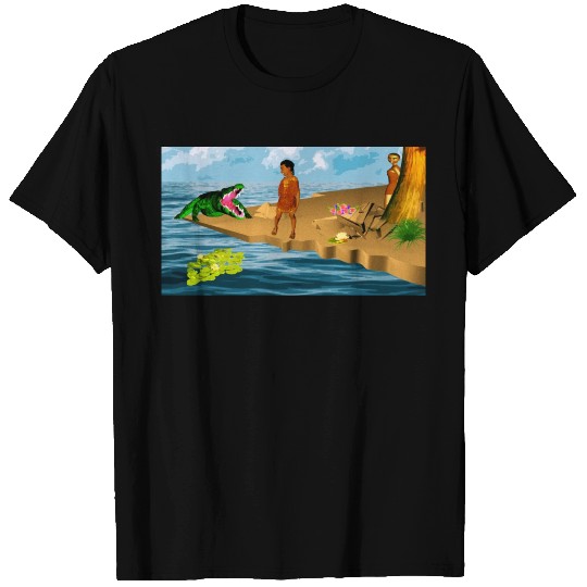 fille africaine et crocodile T Shirts
