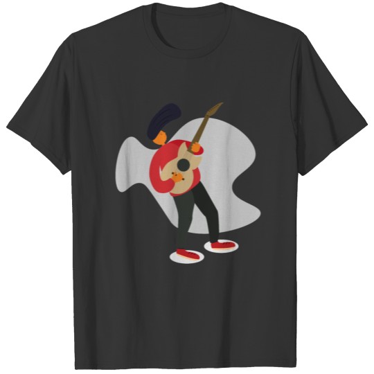 playing guitar flat color T-shirt