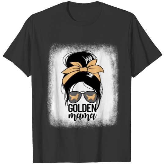 Golden Mama Messy Bun Women's Pet Golden Retriever T-shirt