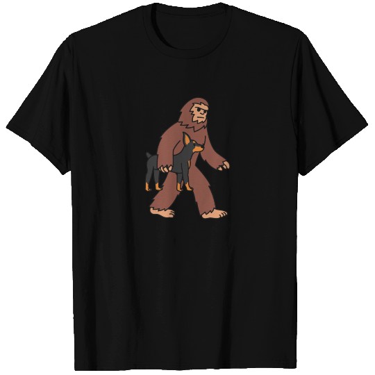 Bigfoot Sasquatch Carrying Doberman T Shirts