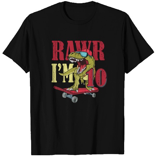 Birth Born Age 10 Years Old Dinosaur Skateboard T Shirts