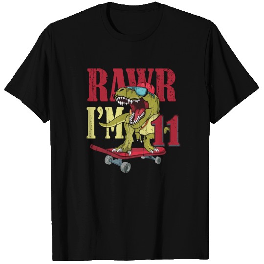 Birth Born Age 11 Years Old Dinosaur Skateboard T Shirts