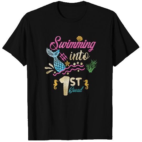 1st Grade Back to School Mermaid Swimming Girls T Shirts