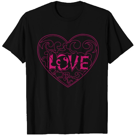 Artsy logo design Love pink in a heart T Shirts