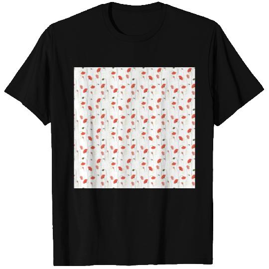 Pretty Girly Poppies Floral Pattern T Shirts