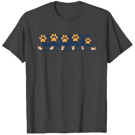 A lot of Corgi Dogs Paw Prints Spelling T Shirts
