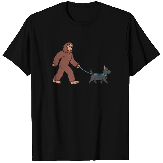 Bigfoot Sasquatch Walking Scottish Terrier T Shirts