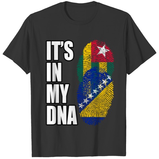 Togolese And Bosnian Mix Heritage DNA Flag T-shirt