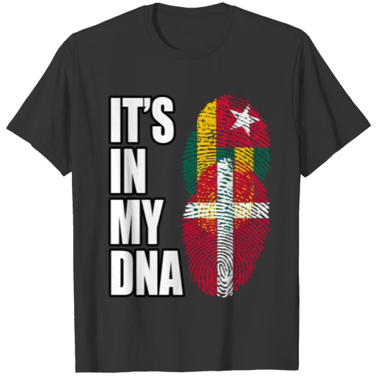 Togolese And Danish Mix Heritage DNA Flag T-shirt